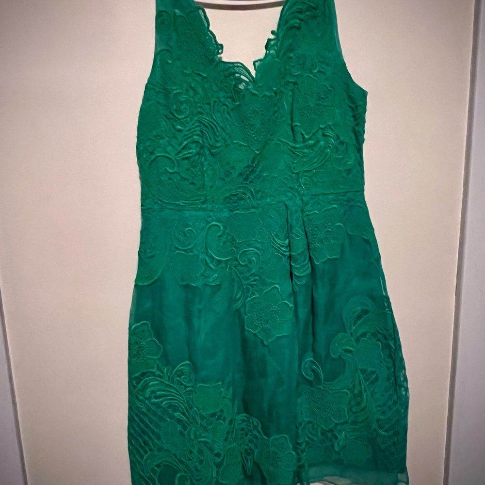 Yoana Baraschi Vibrant Green Lace Mini Dress